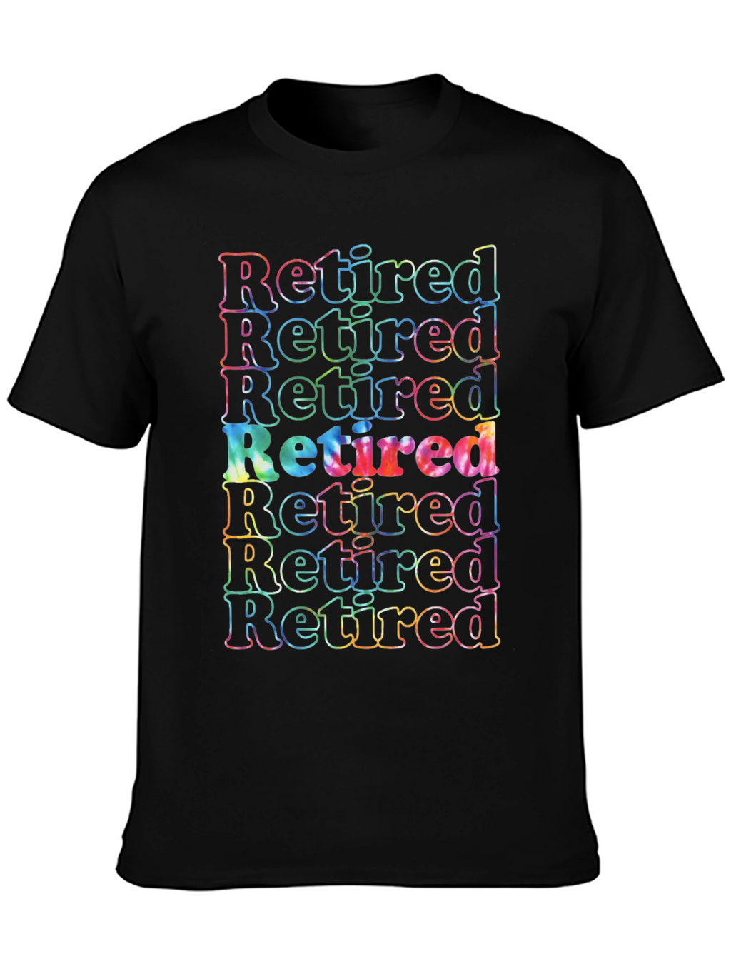 Retired Tie Dye Graphic T-Shirt - Black Cotton Tee