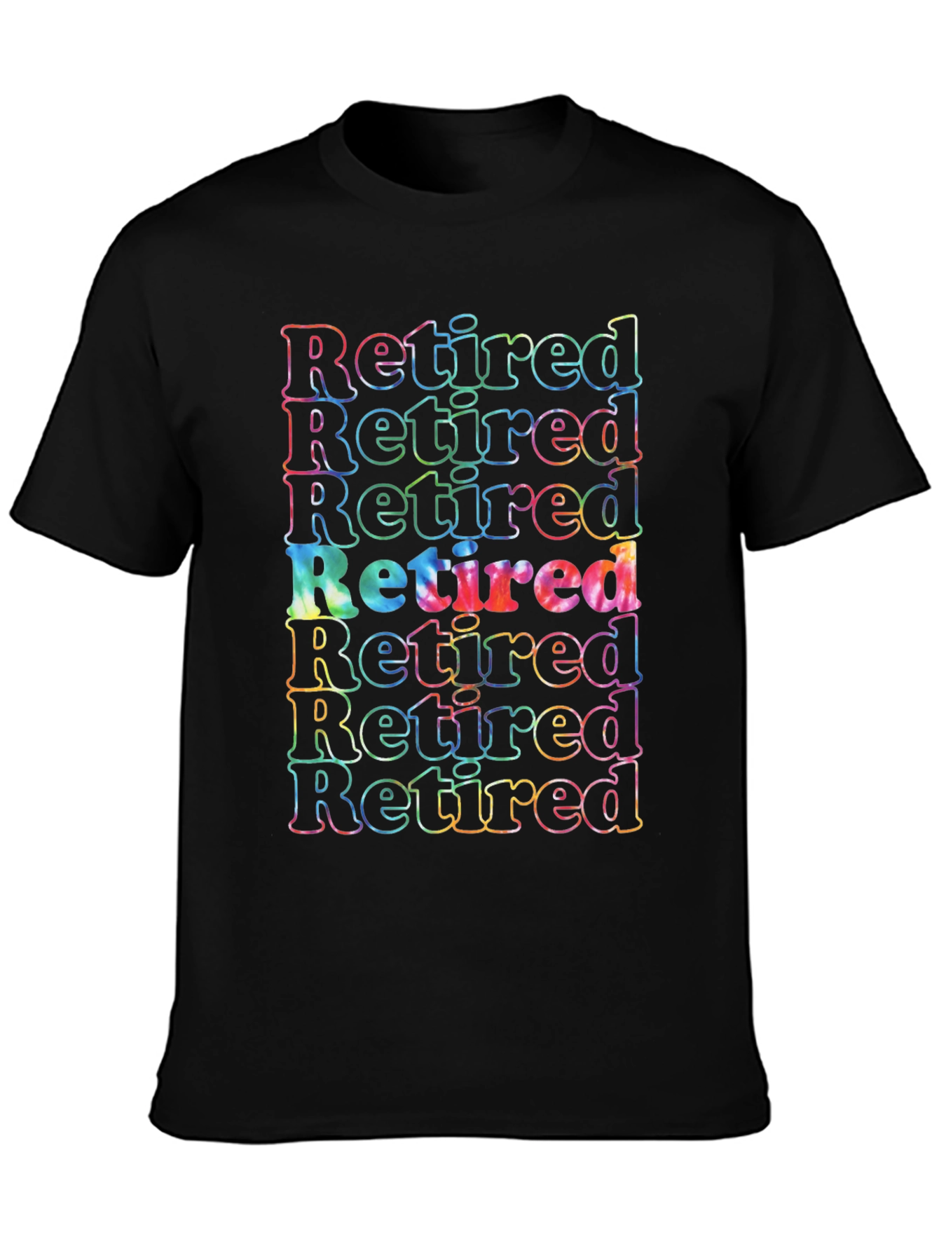 Retired Tie Dye Graphic T-Shirt - Black Cotton Tee