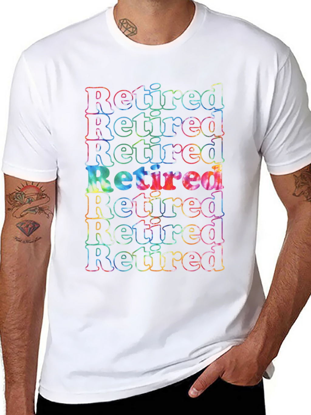 Retired Tie Dye Graphic T-Shirt - Black Cotton Tee