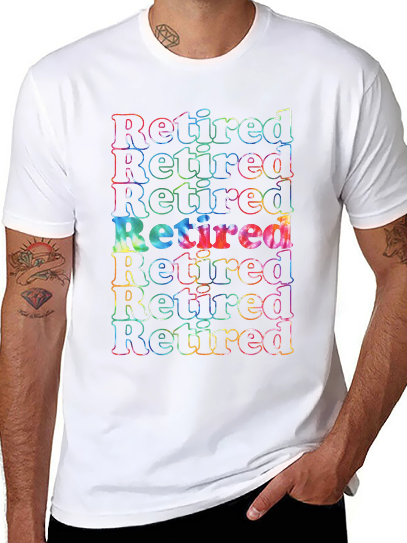 Retired Tie Dye Graphic T-Shirt - Black Cotton Tee