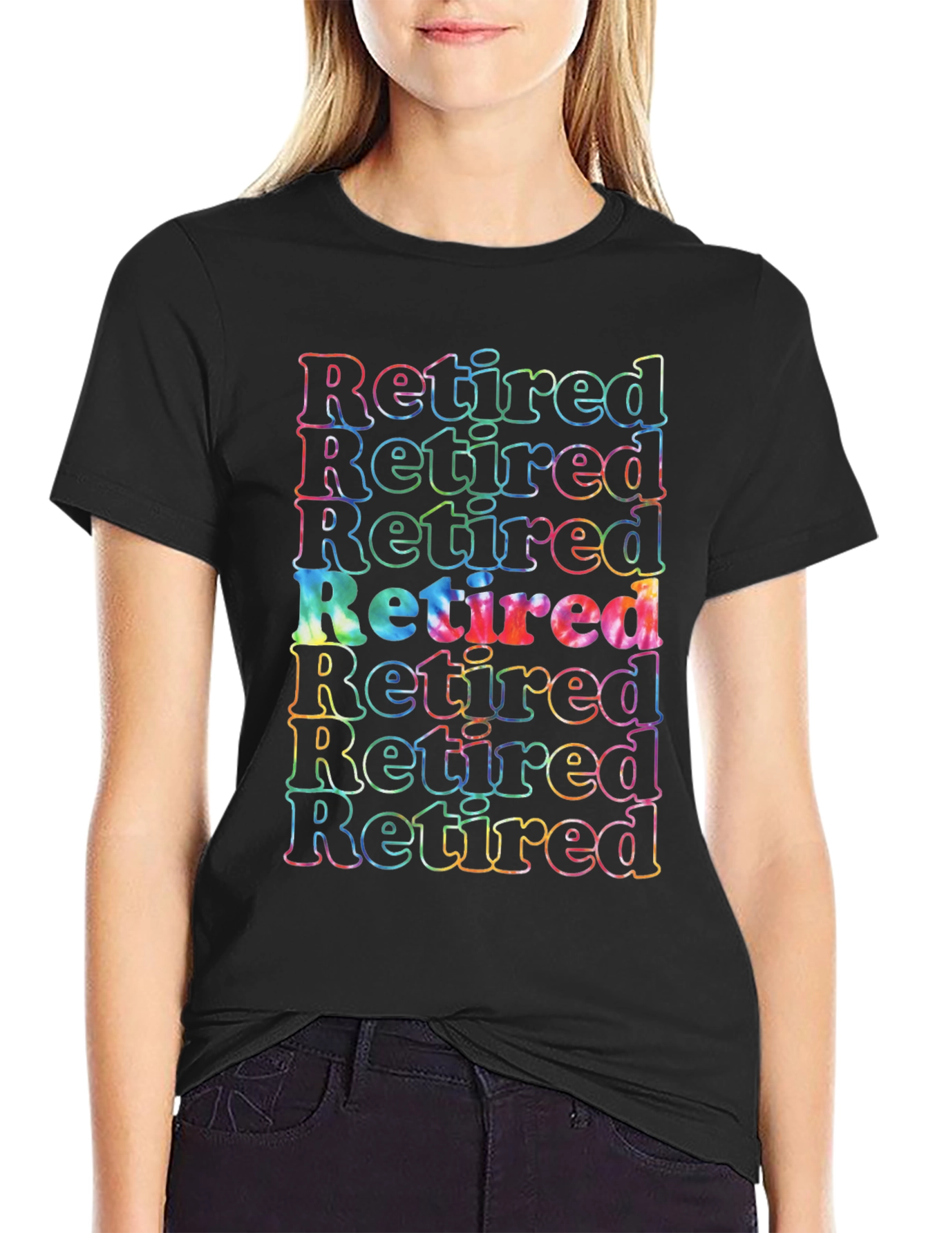 Retired Tie Dye Graphic T-Shirt - Black Cotton Tee