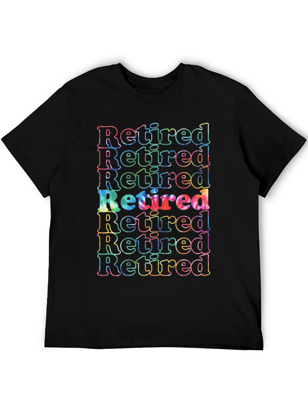 Retired Tie Dye Graphic T-Shirt - Black Cotton Tee