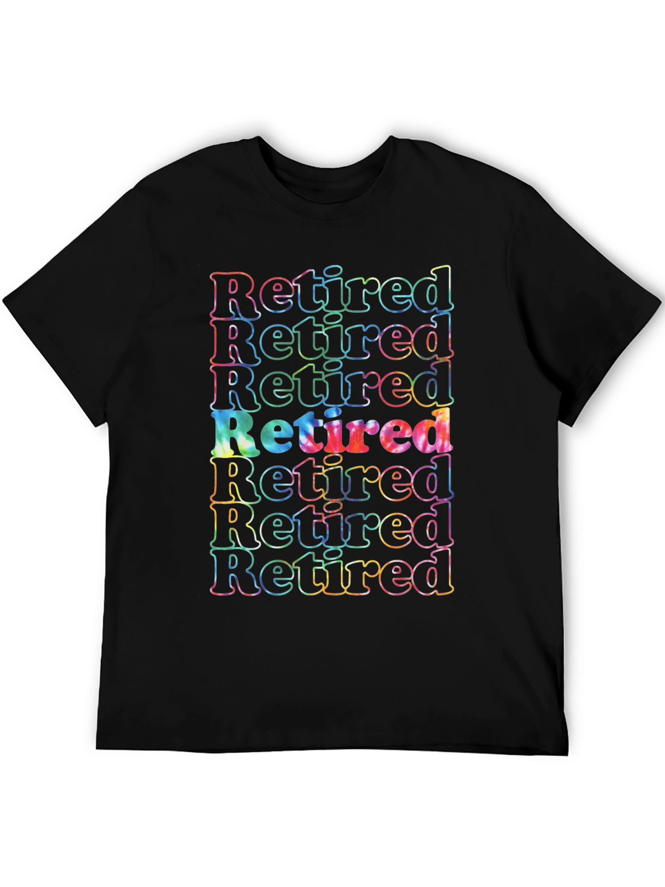 Retired Tie Dye Graphic T-Shirt - Black Cotton Tee