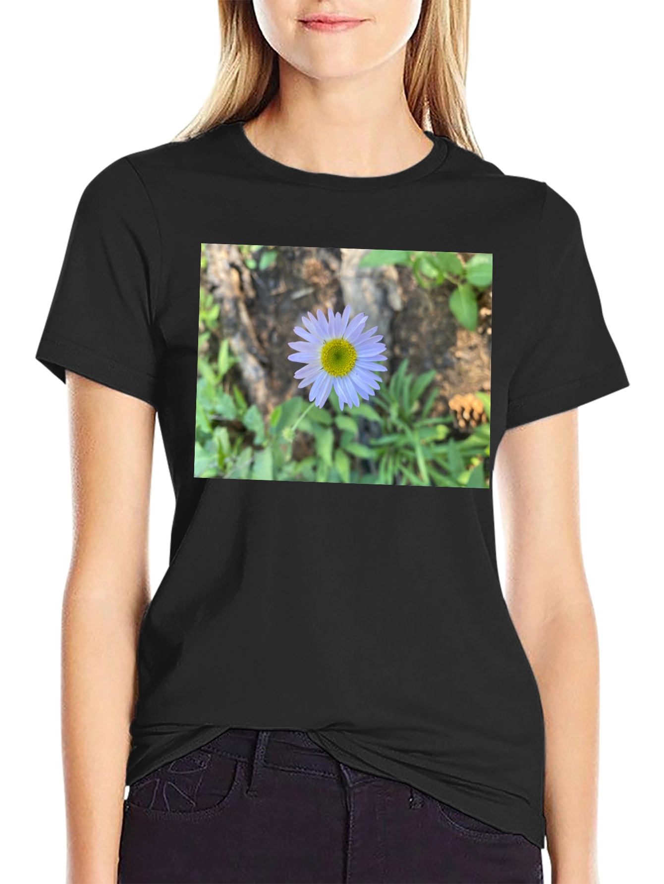 Floral Print Black T-Shirt - Nature Inspired Casual Wear