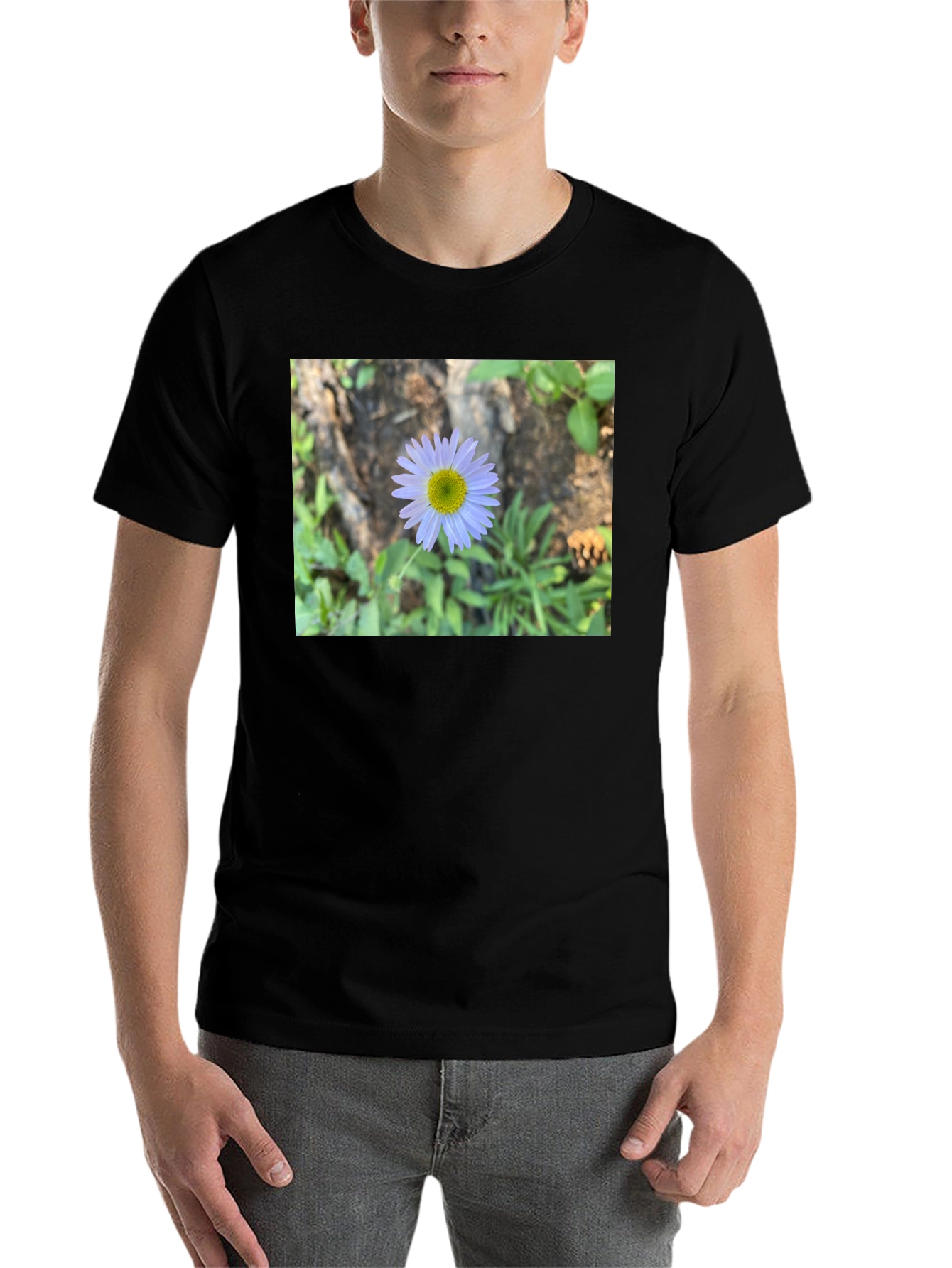 Floral Print Black T-Shirt - Nature Inspired Casual Wear