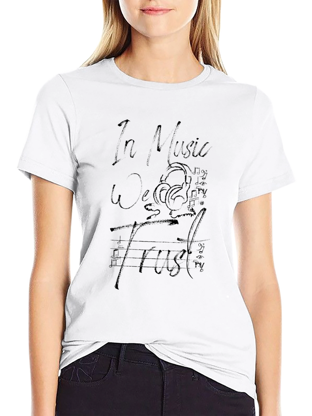 In Music We Trust Black Graphic Tee