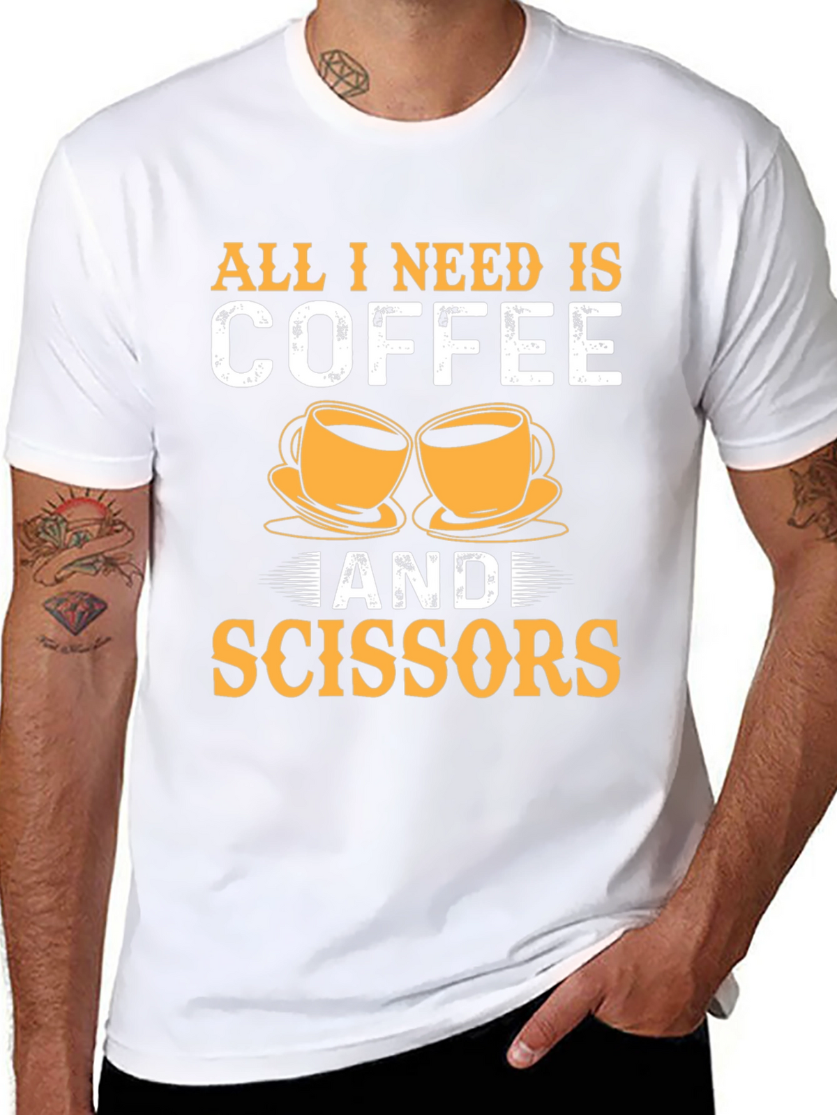 Coffee & Scissors T-Shirt - Cut & Brew