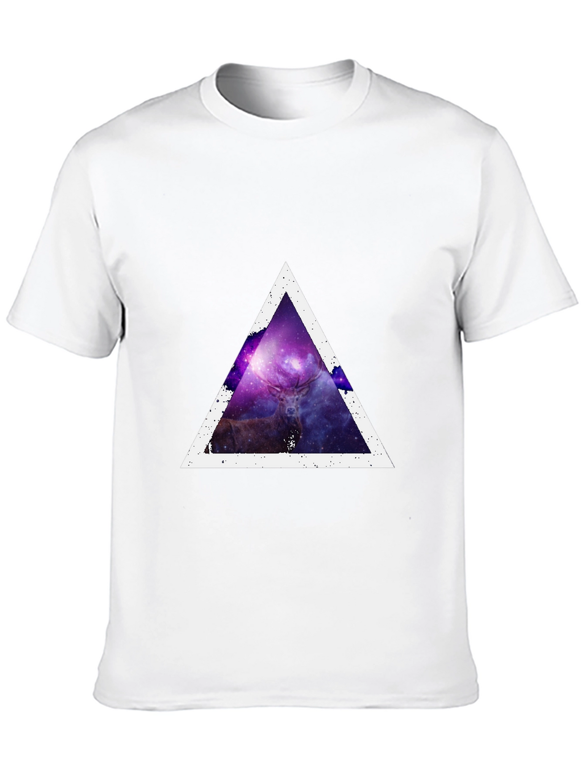 Cosmic Deer Triangle Tee - Modern Graphic Print T-Shirt