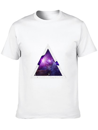 Cosmic Deer Triangle Tee - Modern Graphic Print T-Shirt