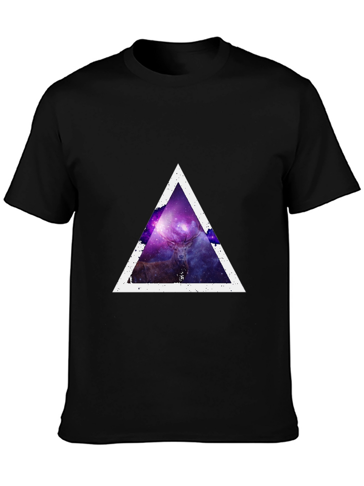 Cosmic Deer Triangle Tee - Modern Graphic Print T-Shirt