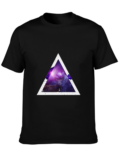 Cosmic Deer Triangle Tee - Modern Graphic Print T-Shirt