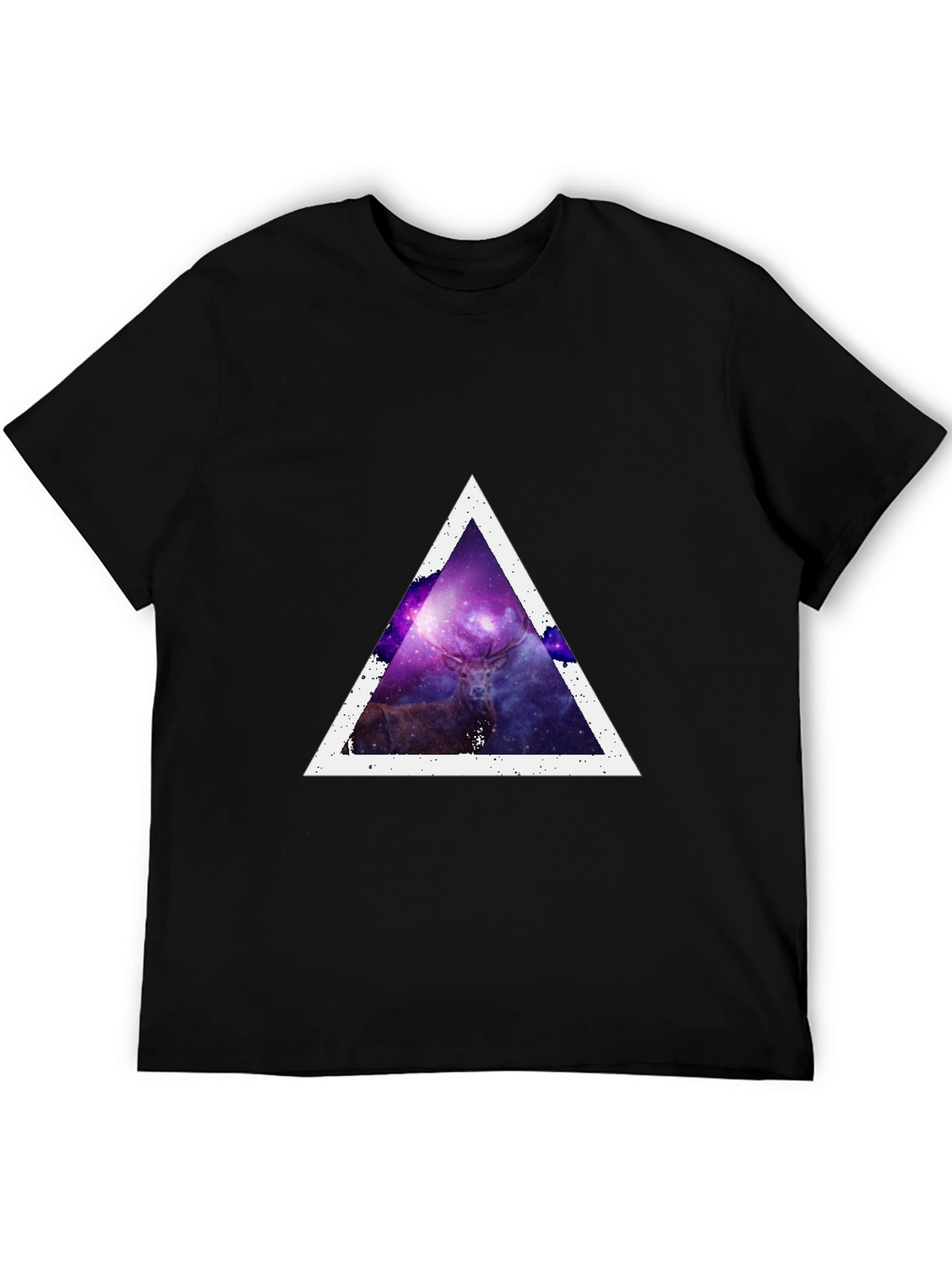 Cosmic Deer Triangle Tee - Modern Graphic Print T-Shirt