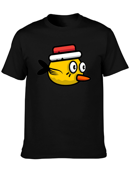 Funny Bird Graphic Tee - Black Cotton T-Shirt