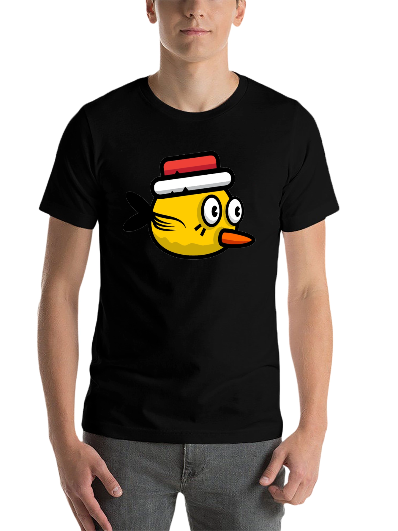 Funny Bird Graphic Tee - Black Cotton T-Shirt