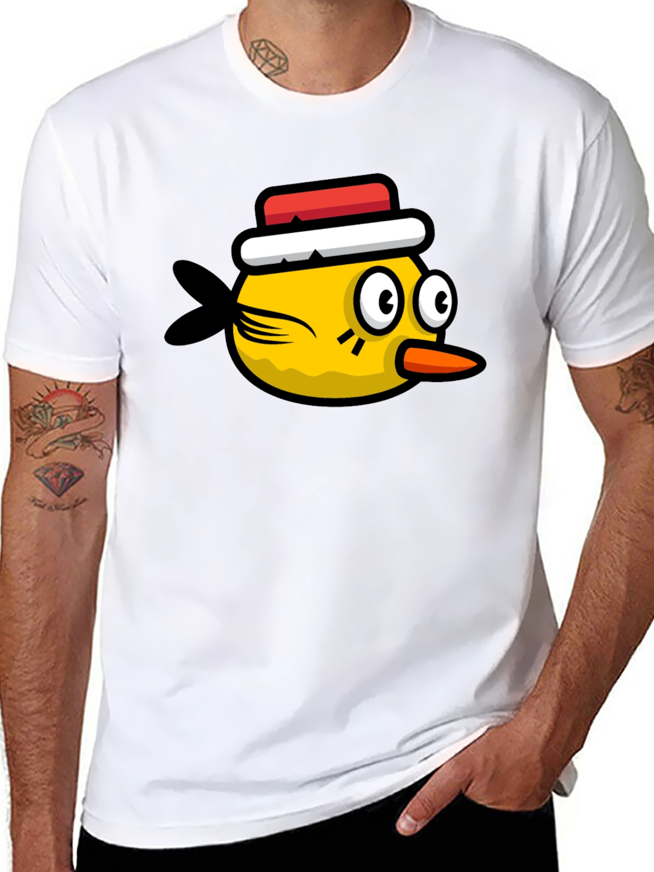 Funny Bird Graphic Tee - Black Cotton T-Shirt