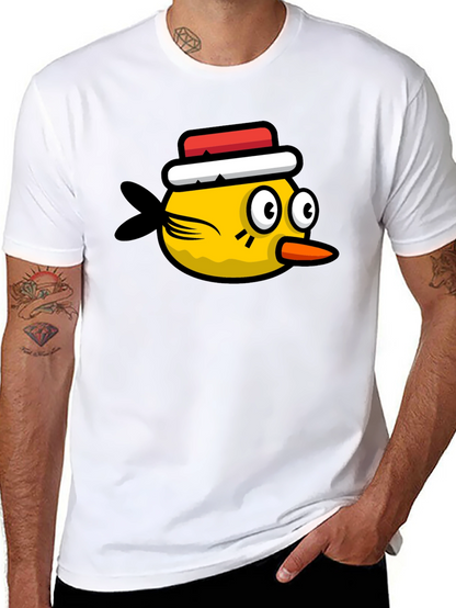Funny Bird Graphic Tee - Black Cotton T-Shirt