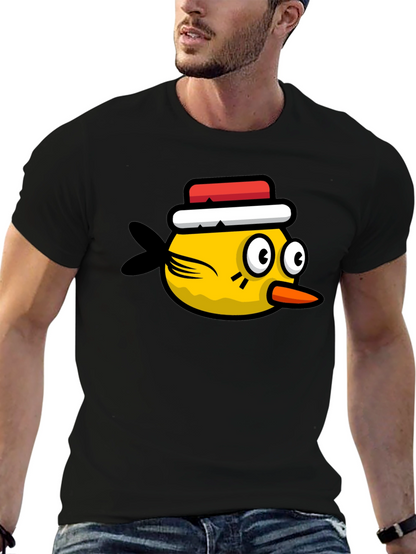 Funny Bird Graphic Tee - Black Cotton T-Shirt