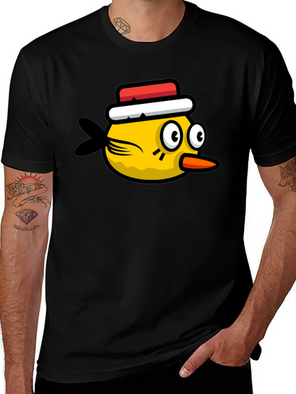 Funny Bird Graphic Tee - Black Cotton T-Shirt