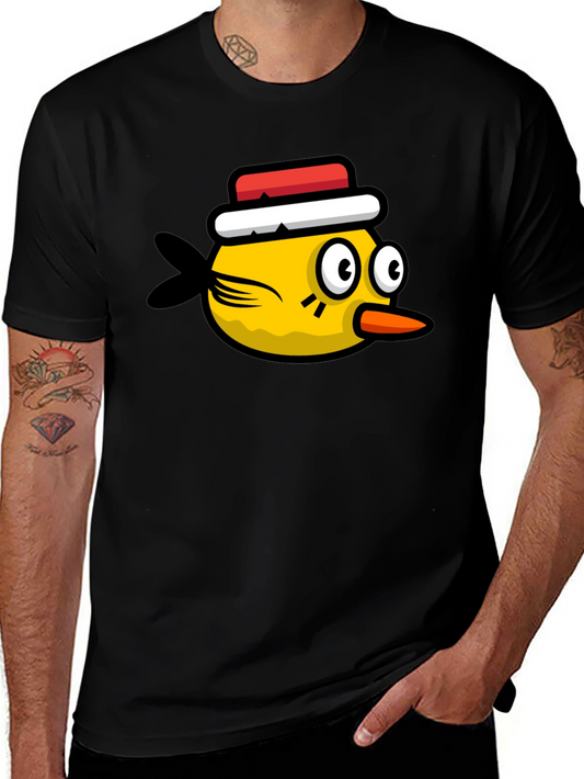 Funny Bird Graphic Tee - Black Cotton T-Shirt