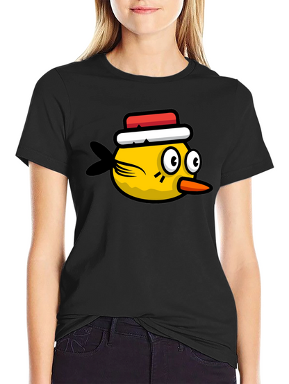 Funny Bird Graphic Tee - Black Cotton T-Shirt