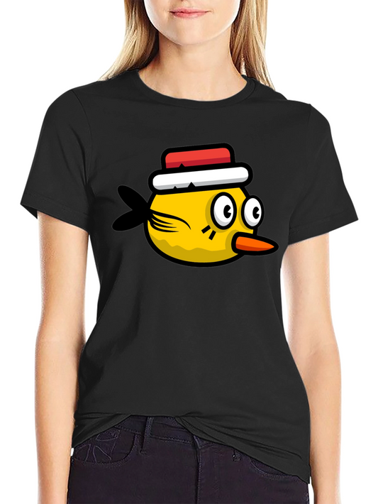 Funny Bird Graphic Tee - Black Cotton T-Shirt