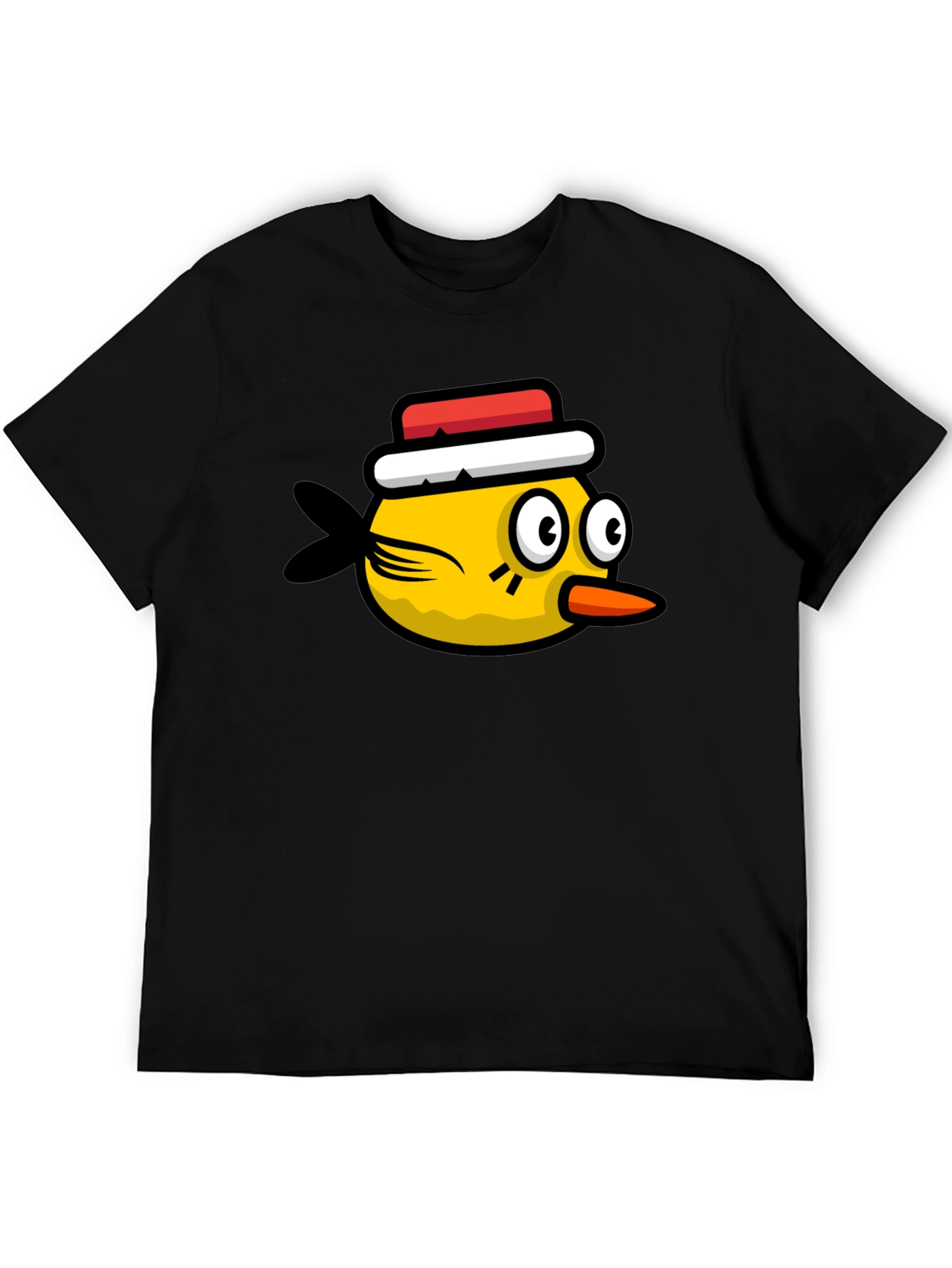 Funny Bird Graphic Tee - Black Cotton T-Shirt