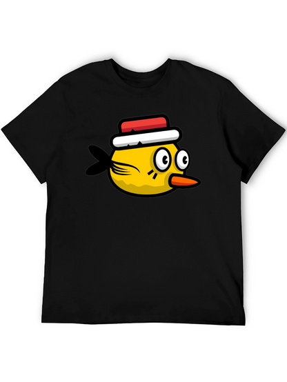 Funny Bird Graphic Tee - Black Cotton T-Shirt