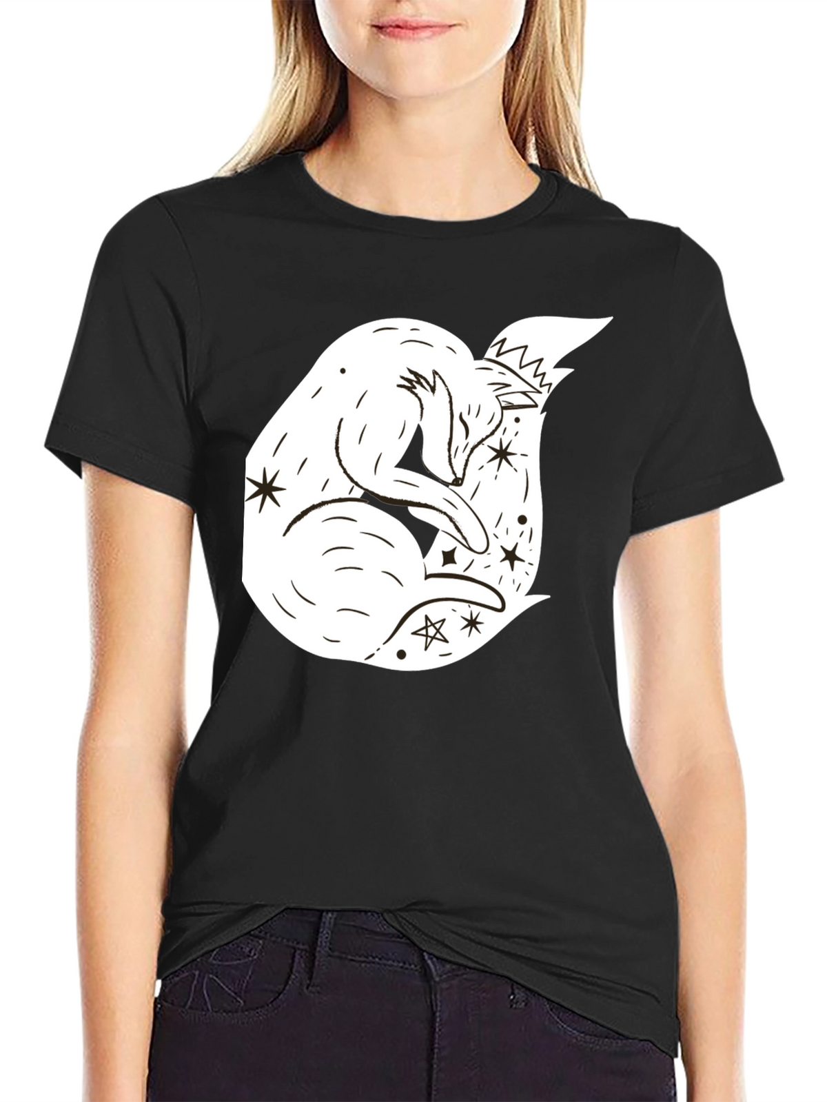 Dreamy Fox Graphic Tee - Black Unisex T-Shirt