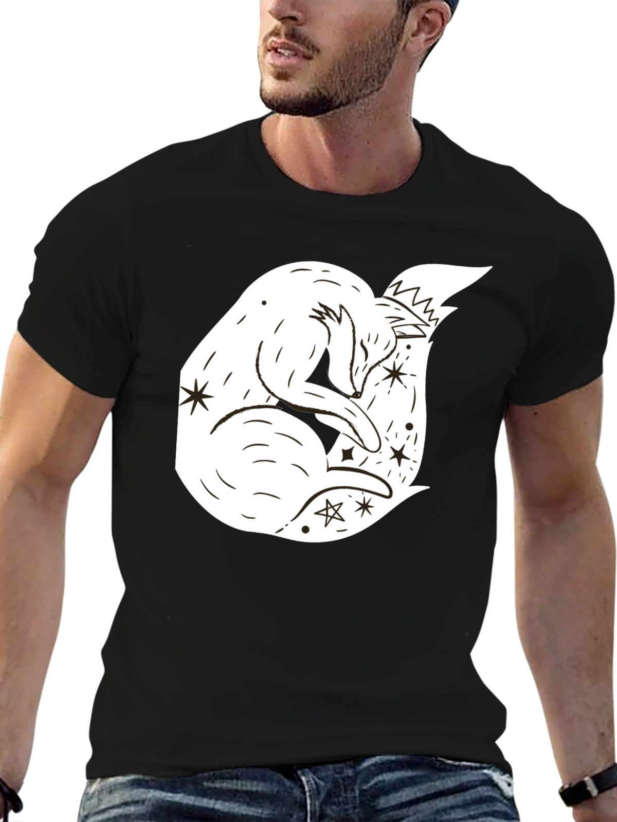 Dreamy Fox Graphic Tee - Black Unisex T-Shirt