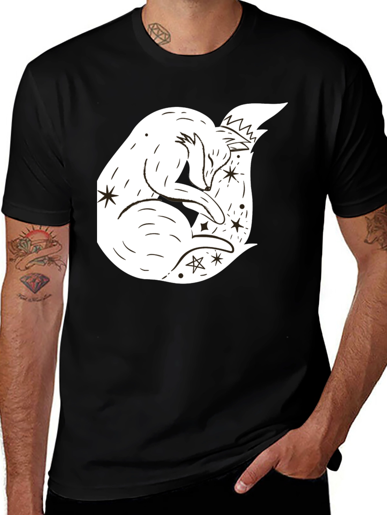 Dreamy Fox Graphic Tee - Black Unisex T-Shirt