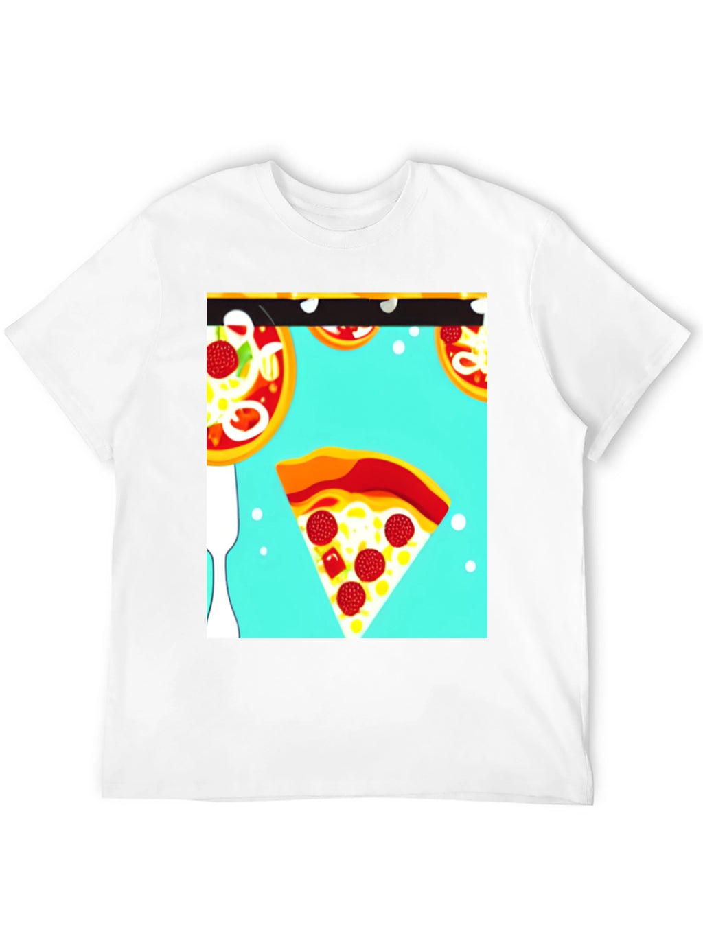 Pizza Pattern Black T-Shirt