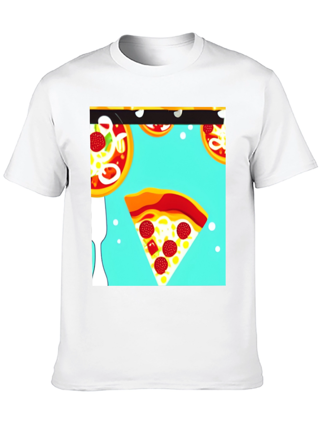 Pizza Pattern Black T-Shirt