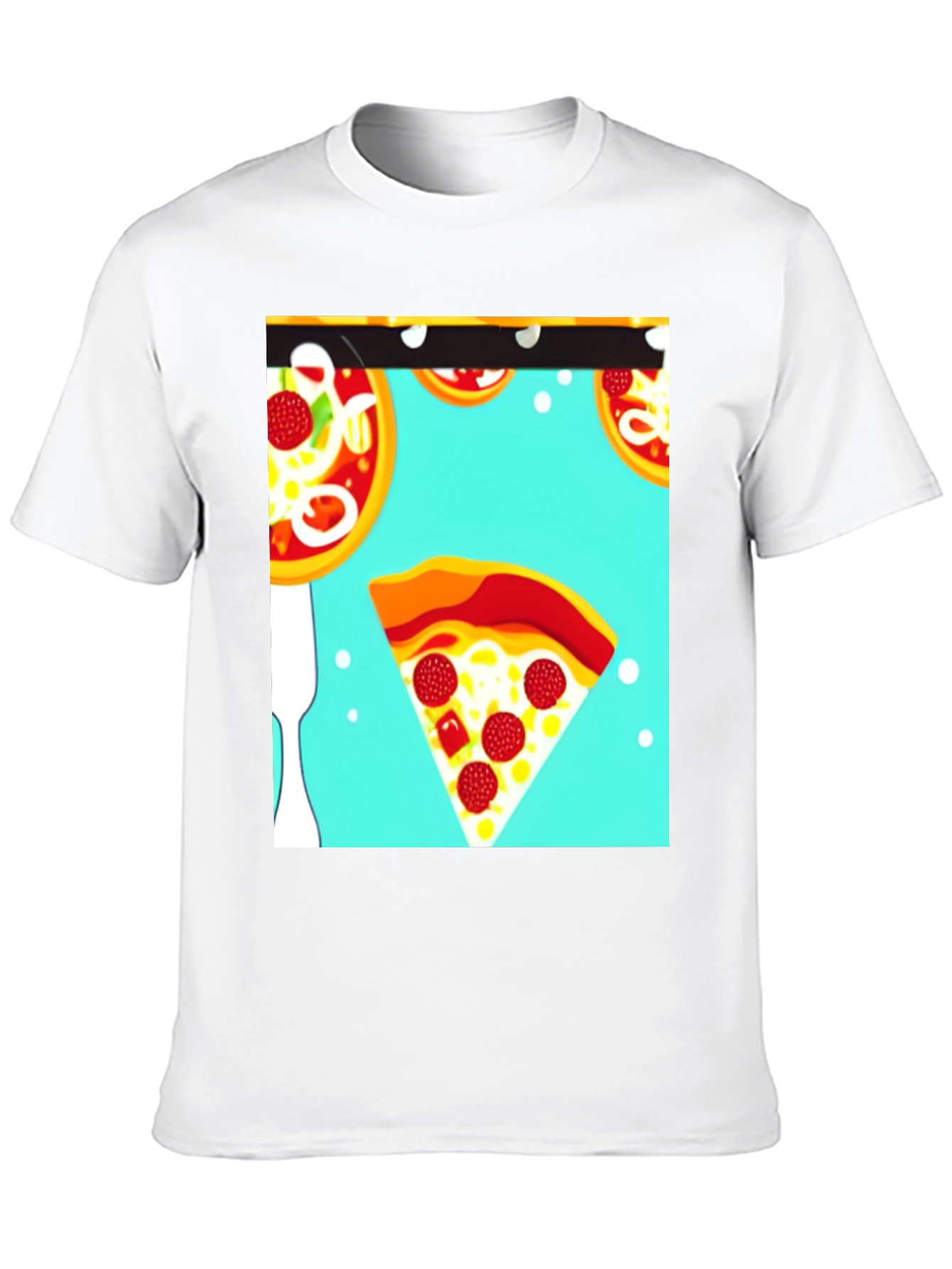 Pizza Pattern Black T-Shirt