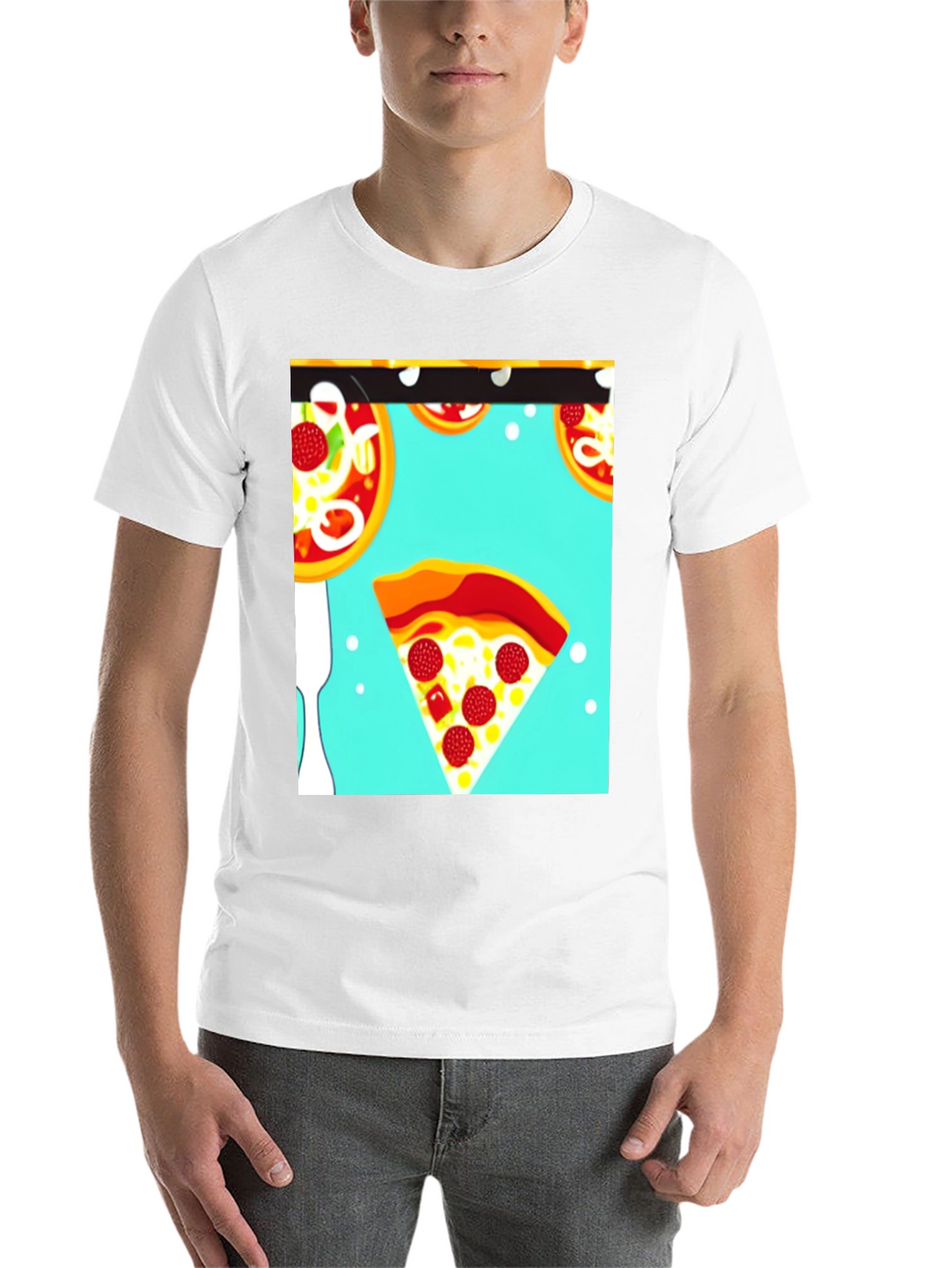 Pizza Pattern Black T-Shirt