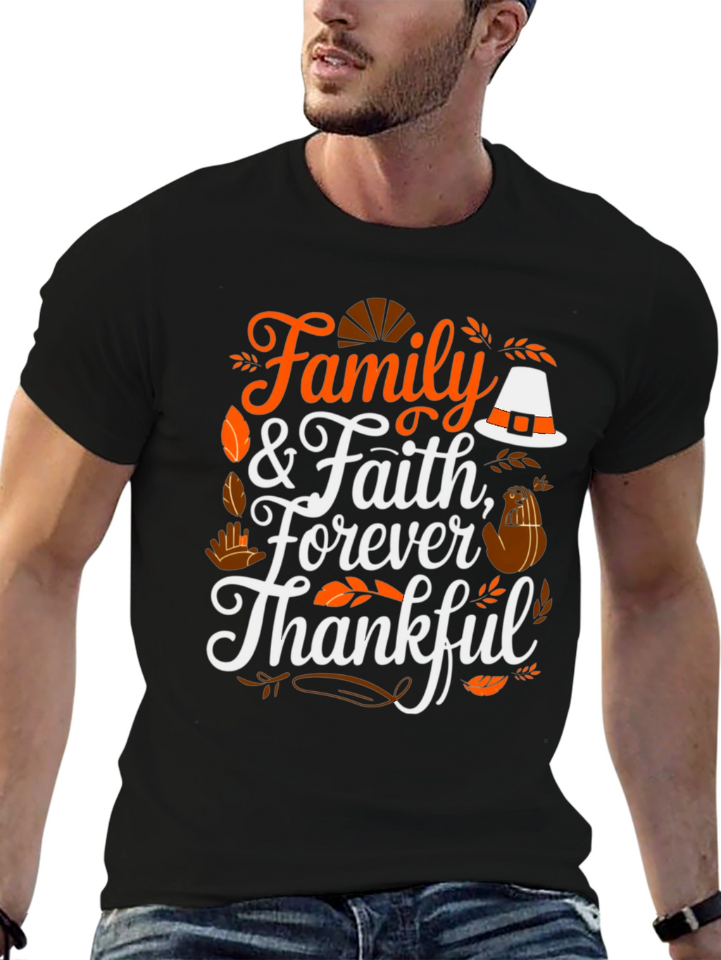 Family & Faith Thanksgiving T-Shirt - Forever Thankful