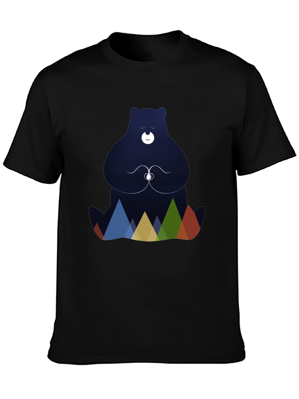 Meditating Bear Graphic Tee - Black