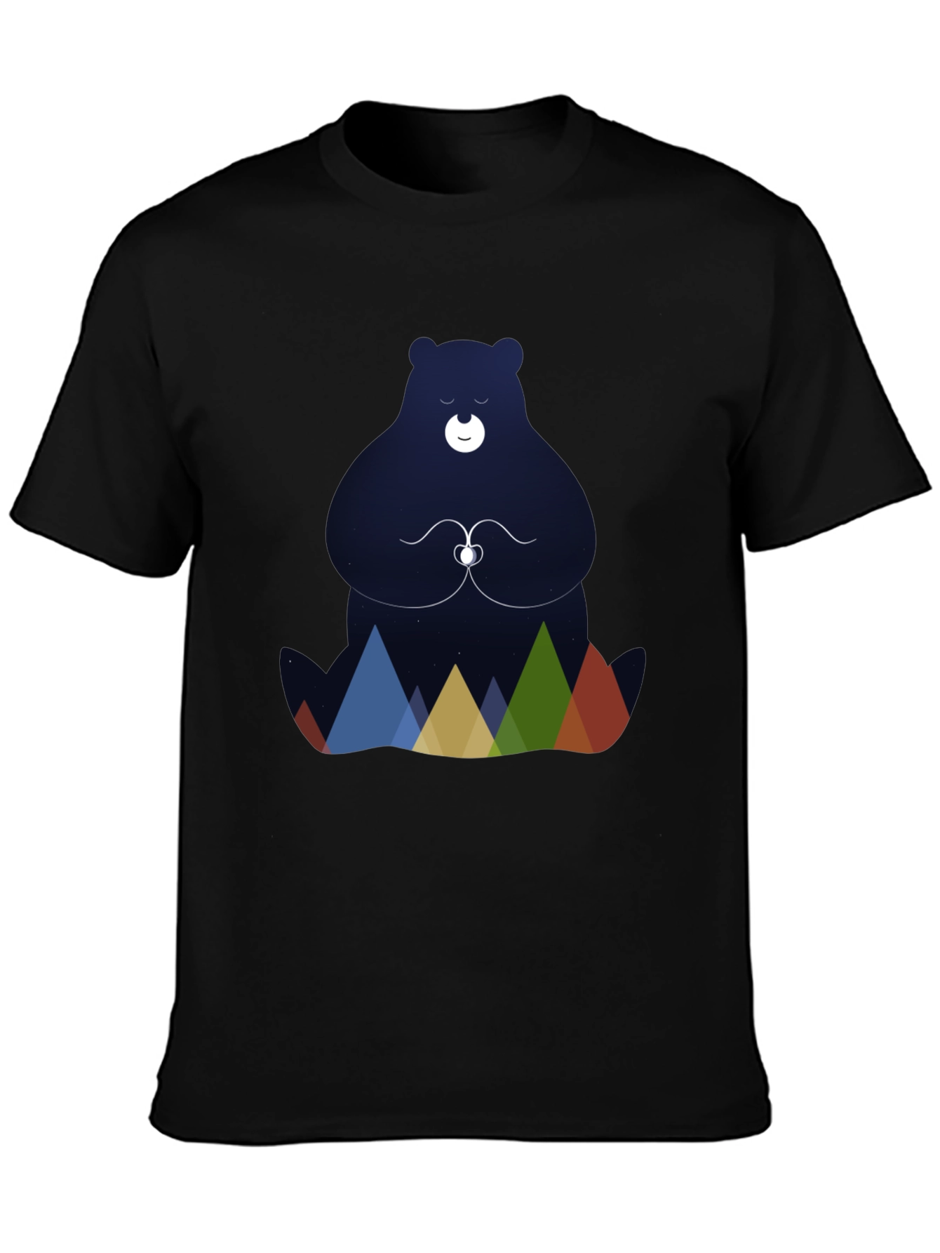 Meditating Bear Graphic Tee - Black