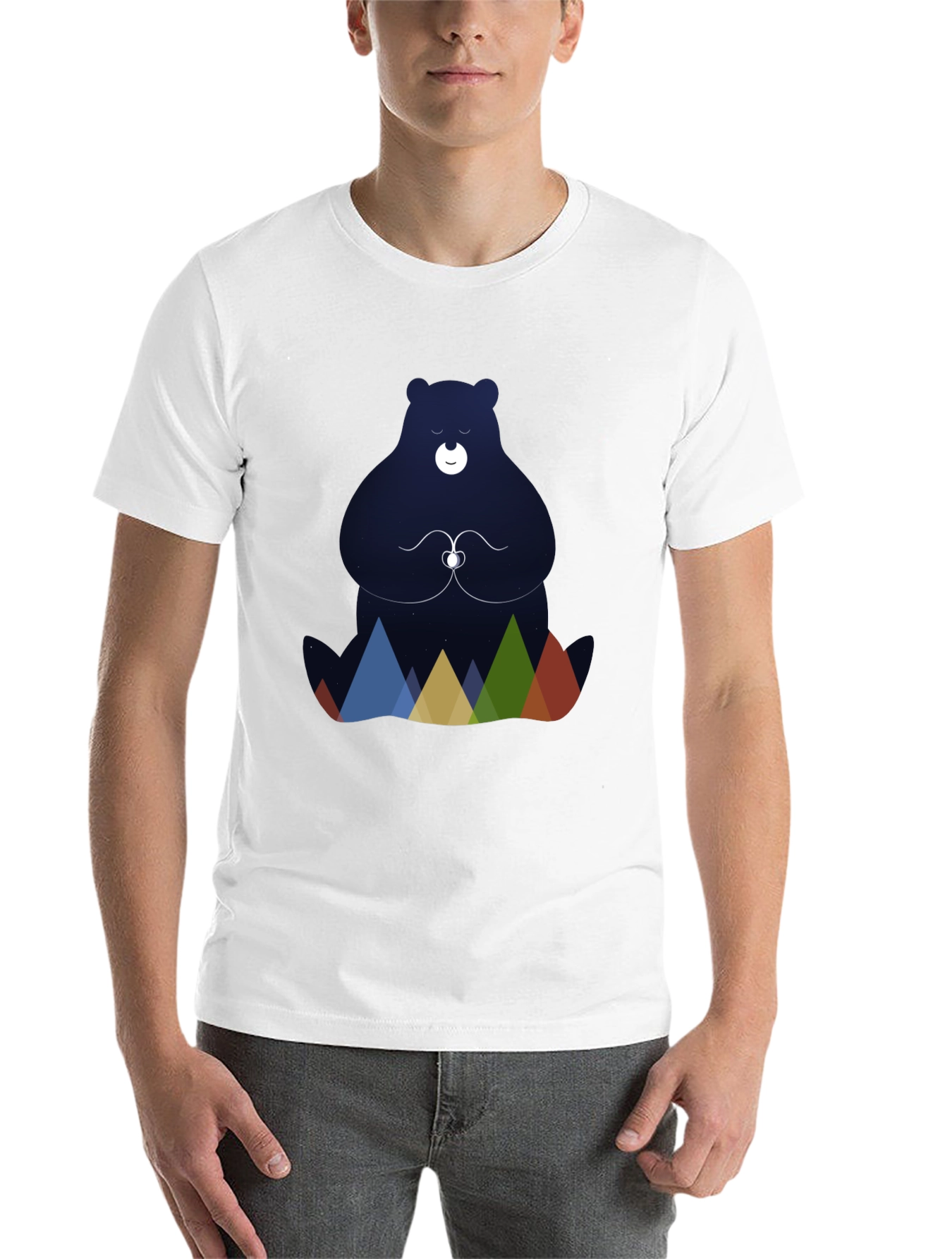Meditating Bear Graphic Tee - Black