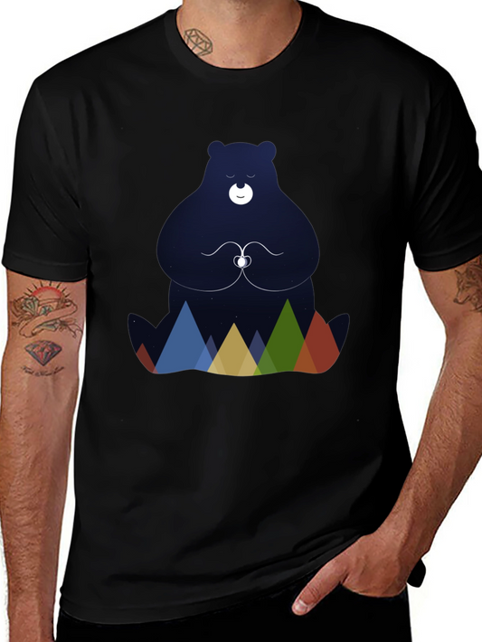Meditating Bear Graphic Tee - Black