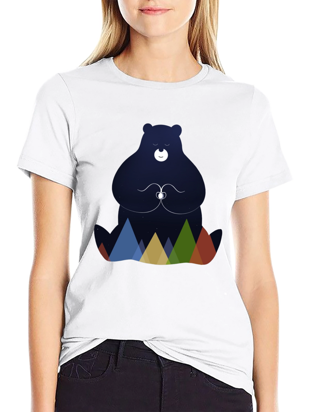 Meditating Bear Graphic Tee - Black