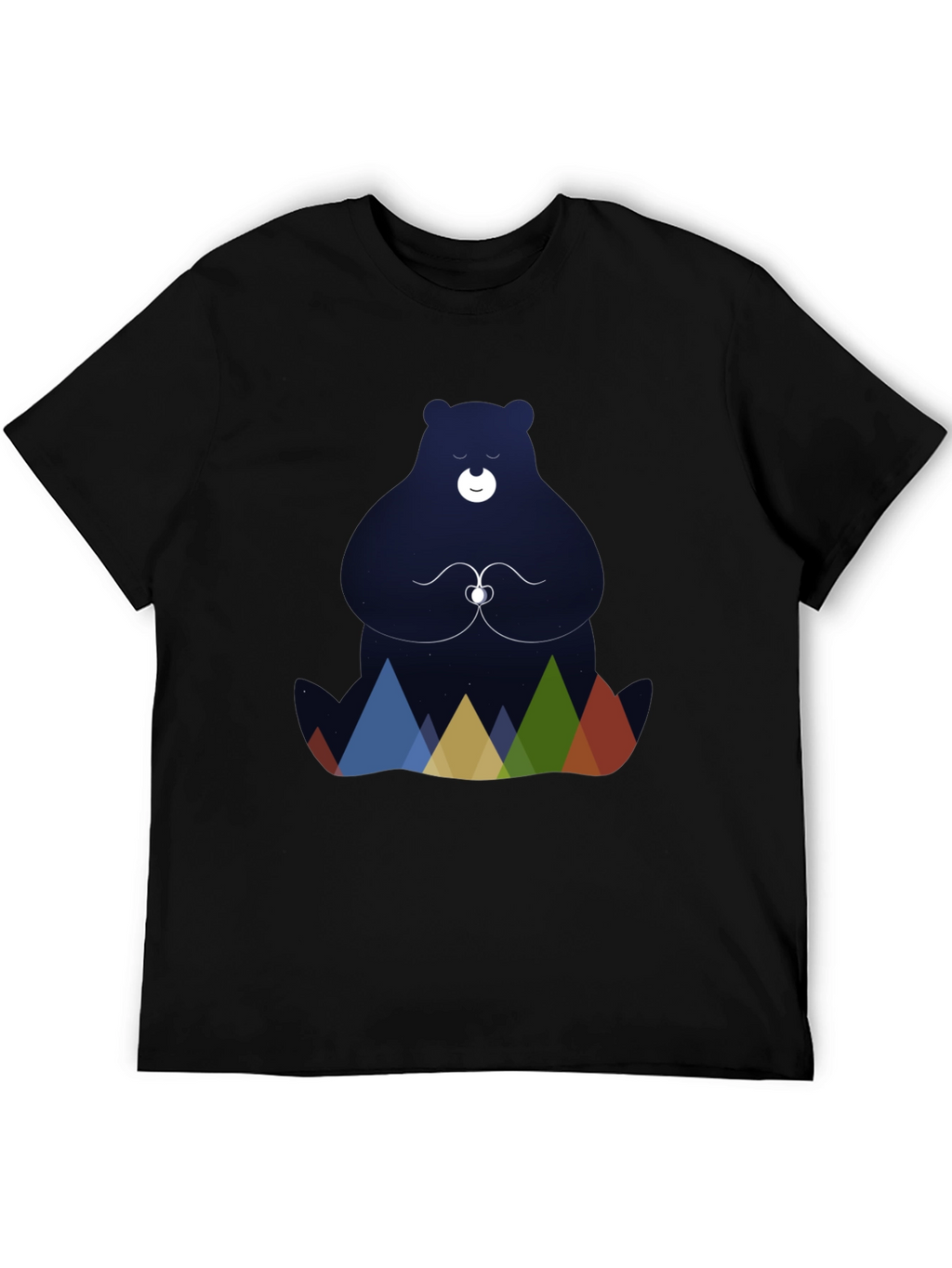 Meditating Bear Graphic Tee - Black