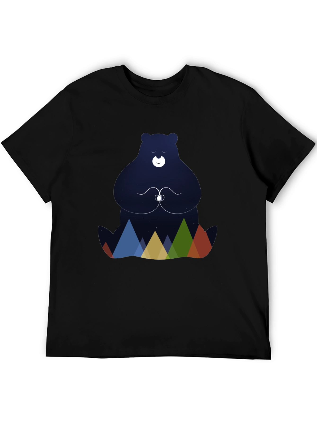 Meditating Bear Graphic Tee - Black