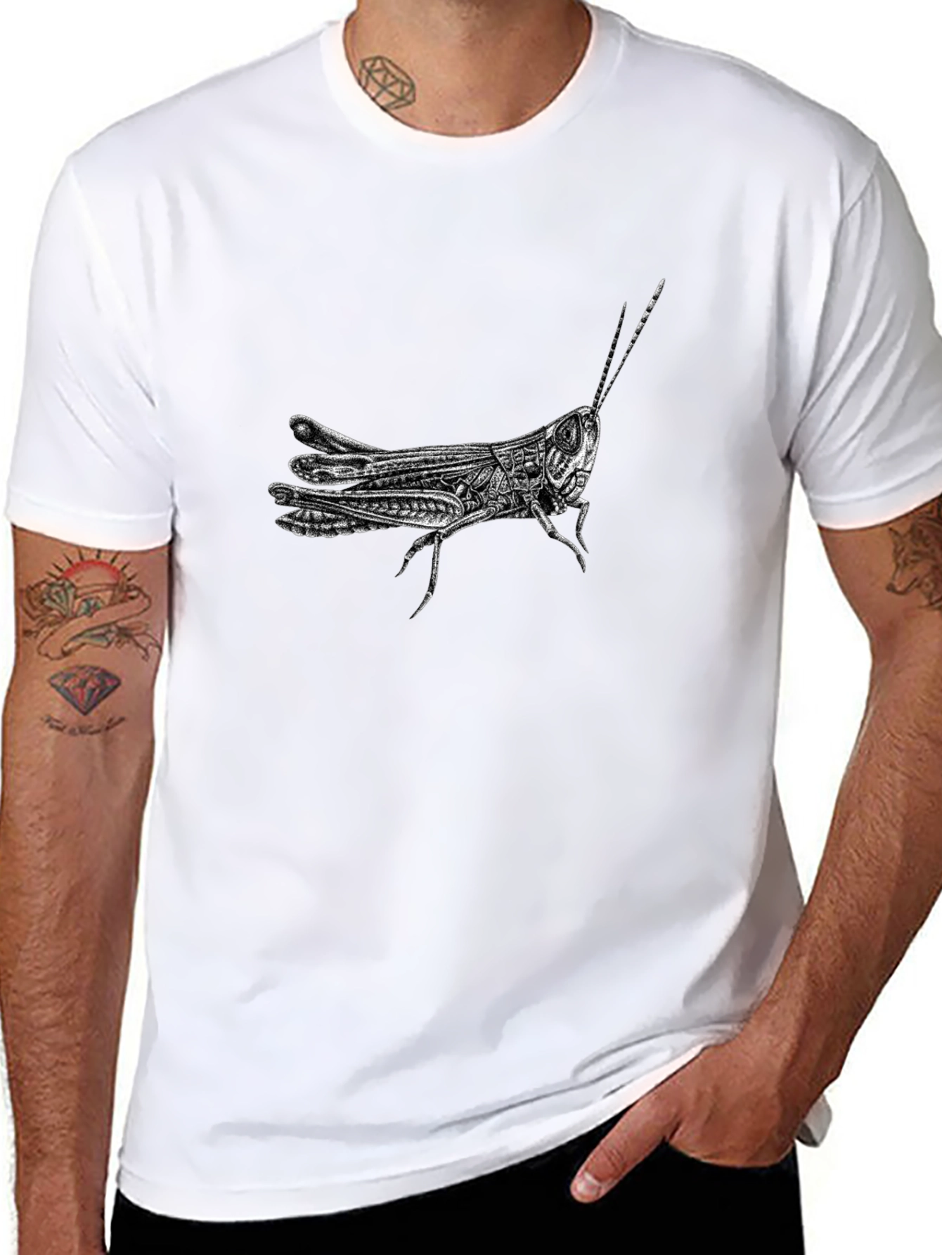 Graphic Grasshopper Tee - Cool Insect Design T-Shirt