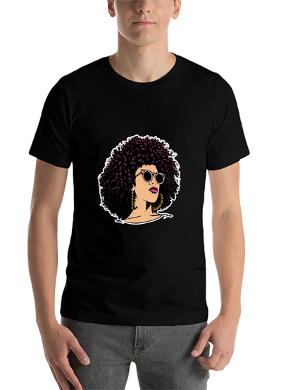 Afro Woman Graphic Tee - Stylish Black T-Shirt