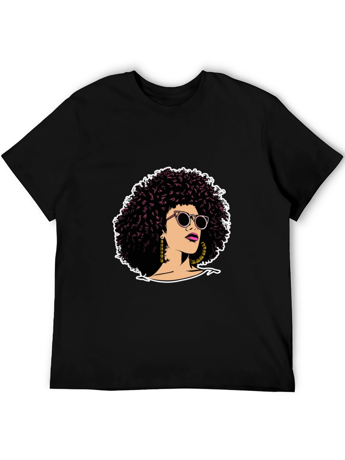 Afro Woman Graphic Tee - Stylish Black T-Shirt