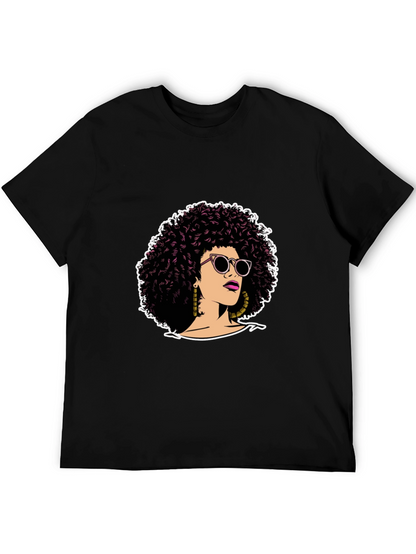 Afro Woman Graphic Tee - Stylish Black T-Shirt