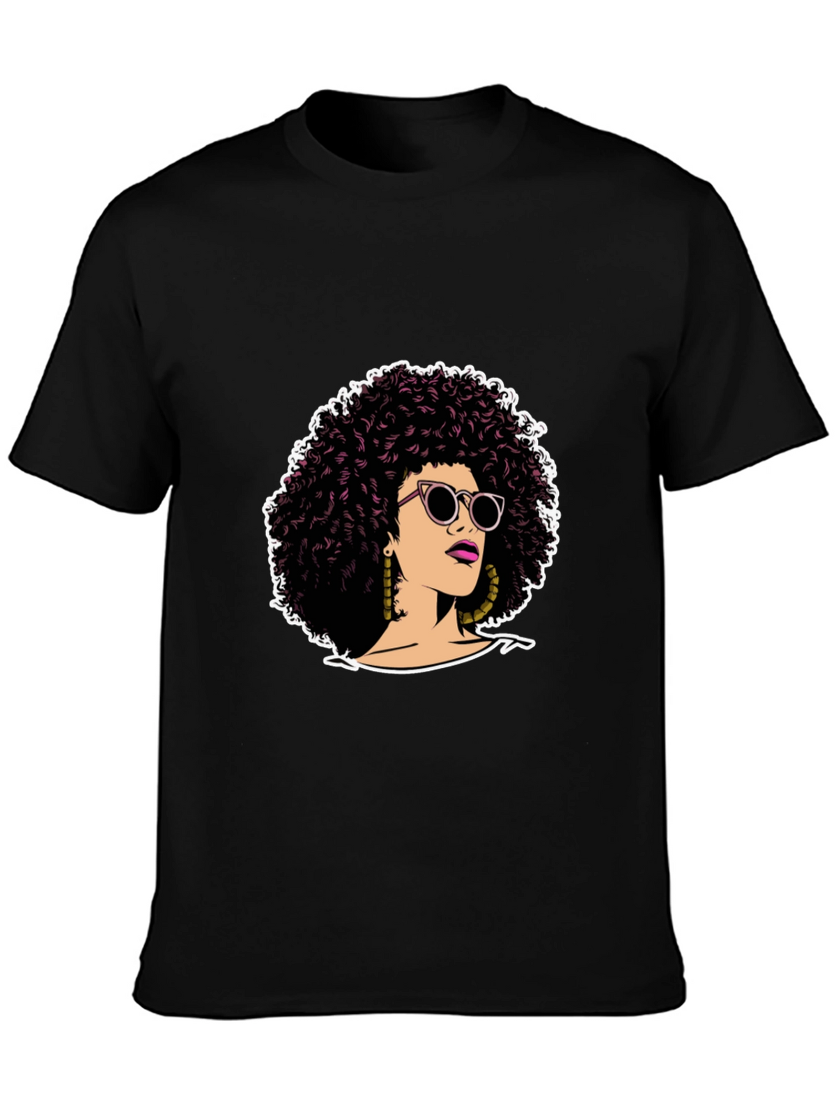 Afro Woman Graphic Tee - Stylish Black T-Shirt