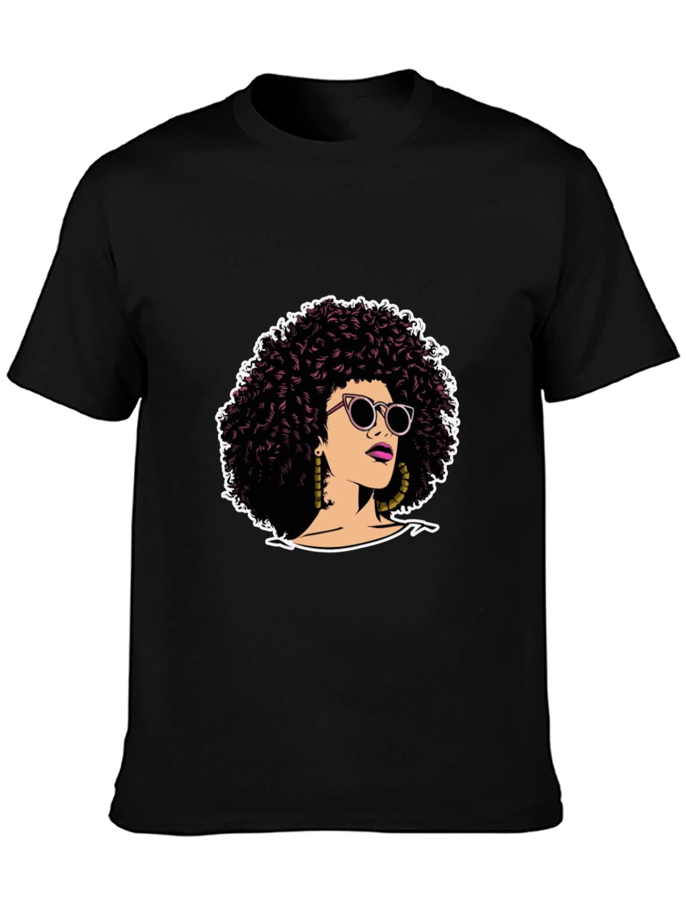 Afro Woman Graphic Tee - Stylish Black T-Shirt