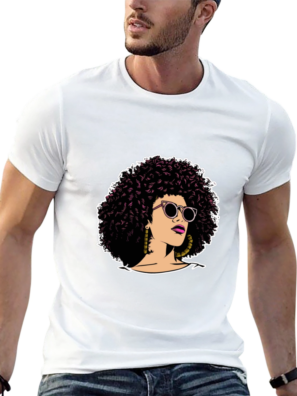 Afro Woman Graphic Tee - Stylish Black T-Shirt