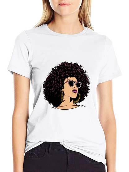 Afro Woman Graphic Tee - Stylish Black T-Shirt